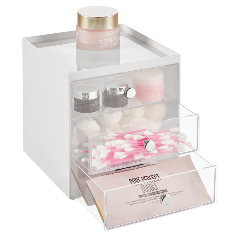 mDesign Latitude Run® Plastic Makeup Storage Organizer Cube, 3 Drawers